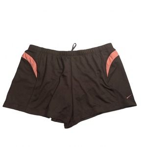 NIKE Dri-fit Brown & Coral Drawstring Waist Running Shorts - Size Large
